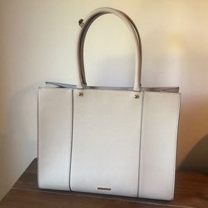 #RebeccaMinkoff bag.  Beige with black and white pattern lining.  Never used